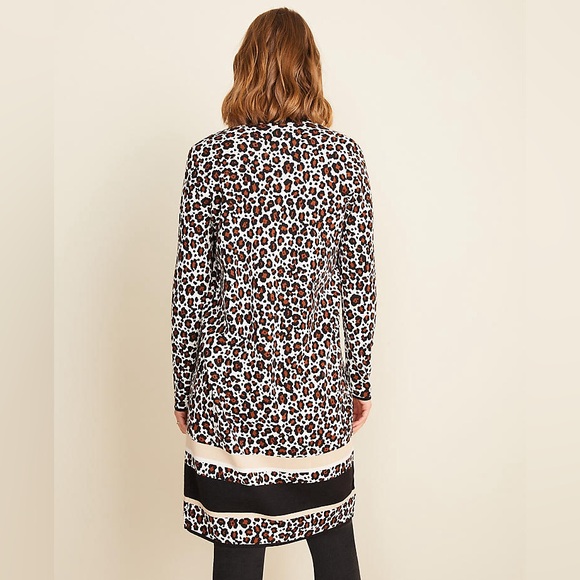Ann Taylor Animal Print Colorblock Open Cardigan Women’s Size Small - Picture 2 of 9